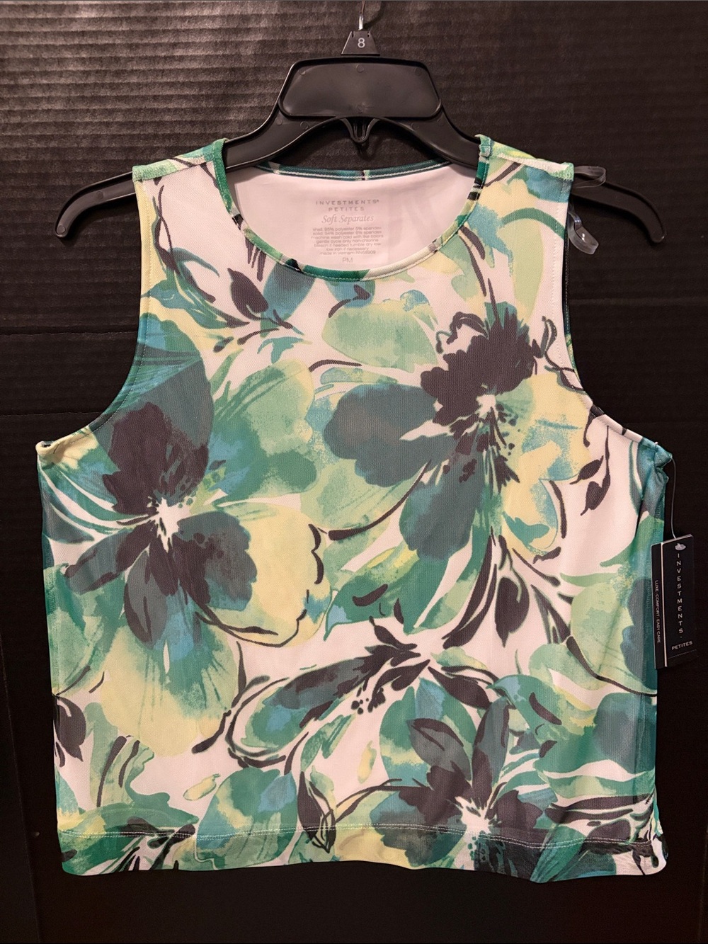 Investments Floral Sleeveless Top in Teal, Green and Black